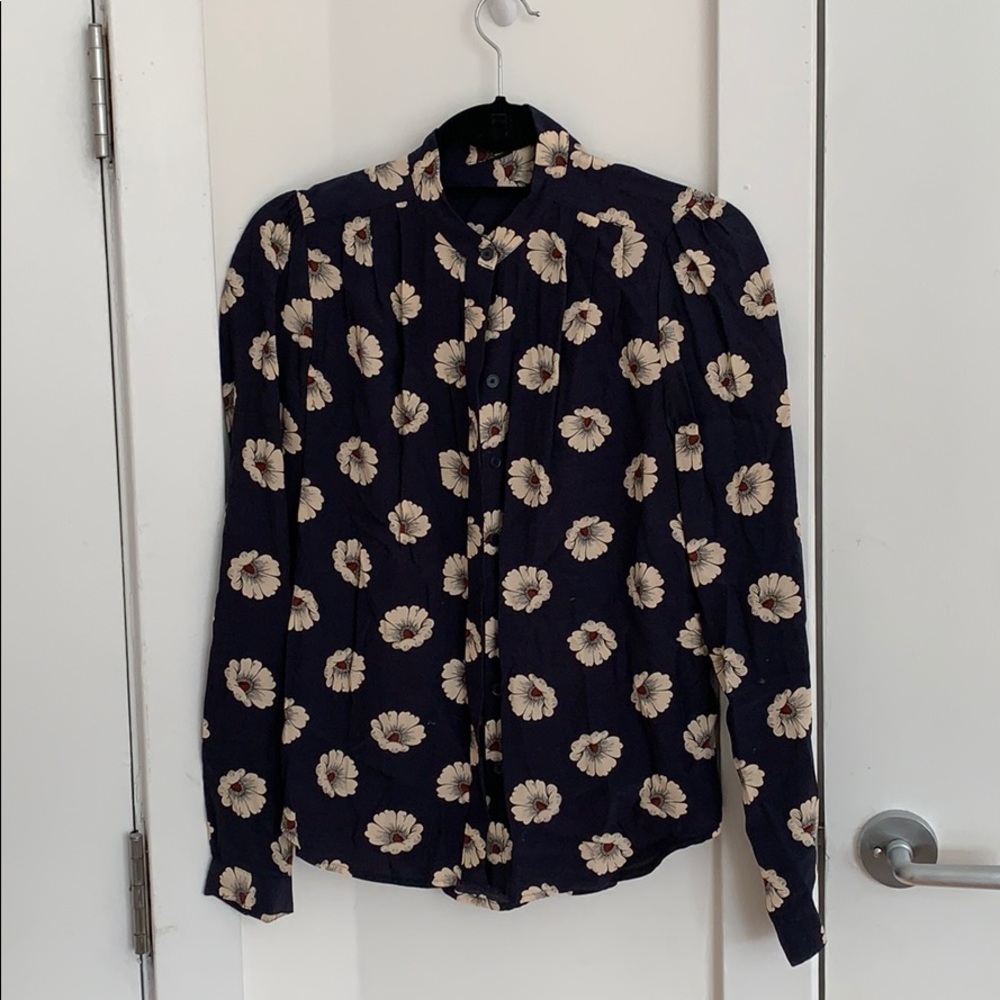 Ann Taylor button down floral blouse size XS